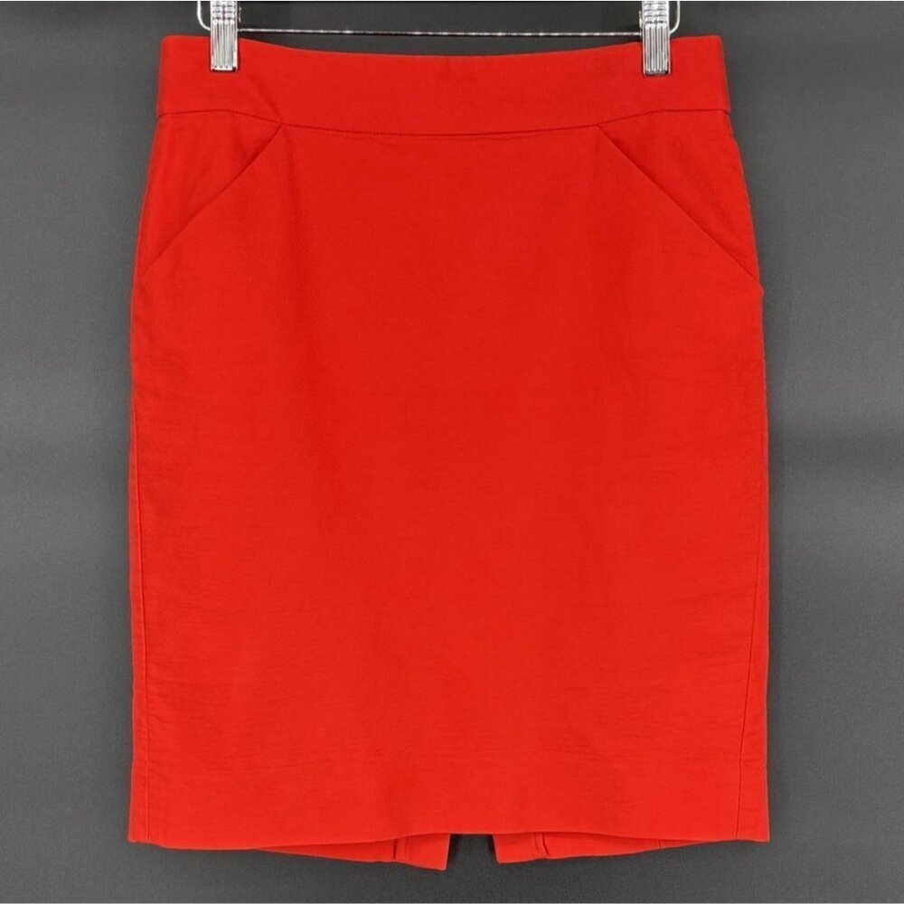 J.Crew Women's The Pencil Skirt Size 4 Red Orange Career Office Professional